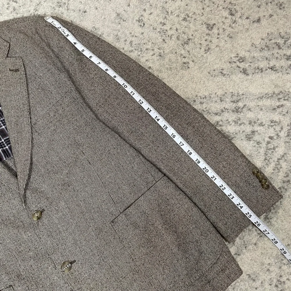 Kroon Tweed Wool Classic Fit Sport Coat Blazer Mens 44R Brown Houndstooth EUC‎